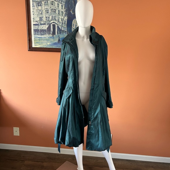 SAMUEL DONG dark jade green belted trench coat - Picture 4 of 12